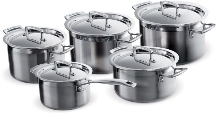 le creuset magnetik pannenset rvs 5 delig