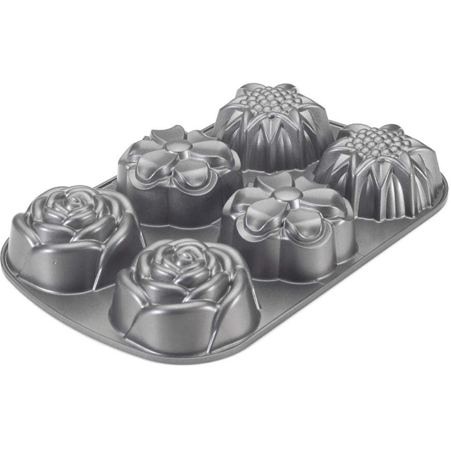 nordic-ware-bouquet-cakelet-bakvorm-6-vaks-zilver
