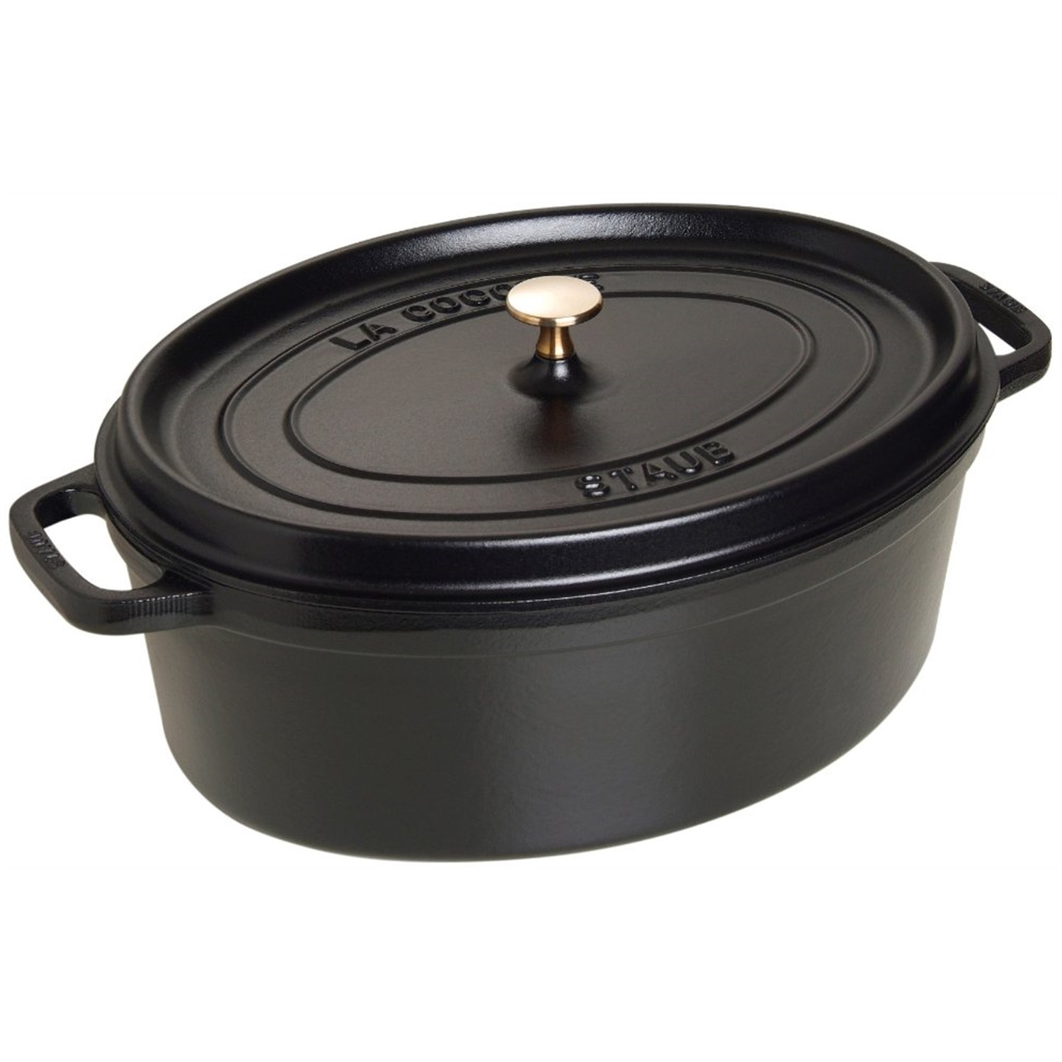 staub ovale braadpan 37cm zwart