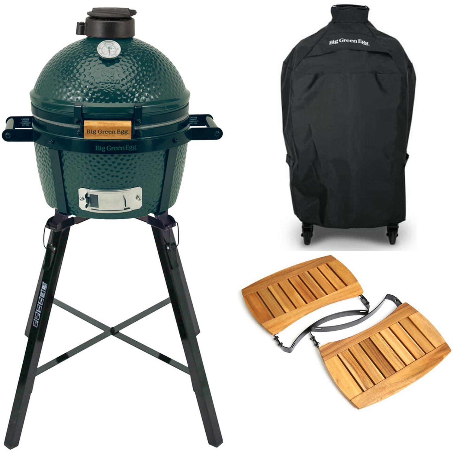 big green egg minimax houtskoolbarbecue met portable nest hoes en acacia egg mates