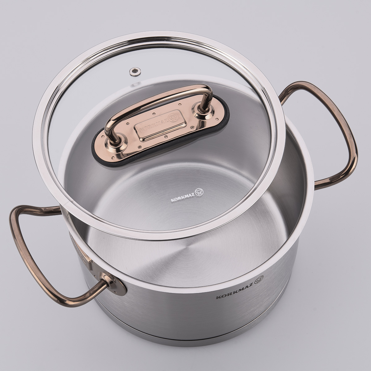 korkmaz-proline-pannenset-met-glasdeksels,-4-delig-rosegoud