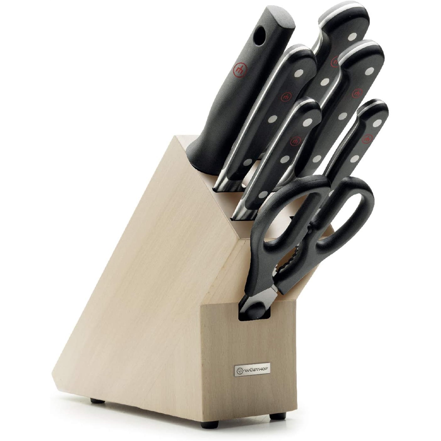 wusthof classic messenblok inclusief messenset 8 delig beukenhout naturel 1090170704