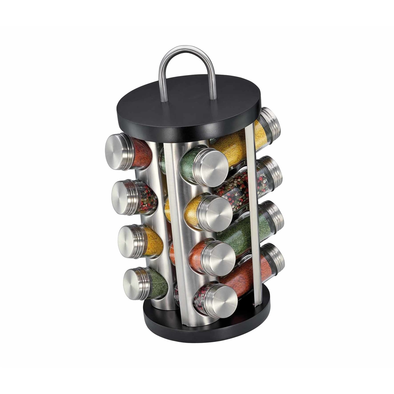 kuchenprofi kruidencarrousel met 16 kruidenpotjes rond zwart