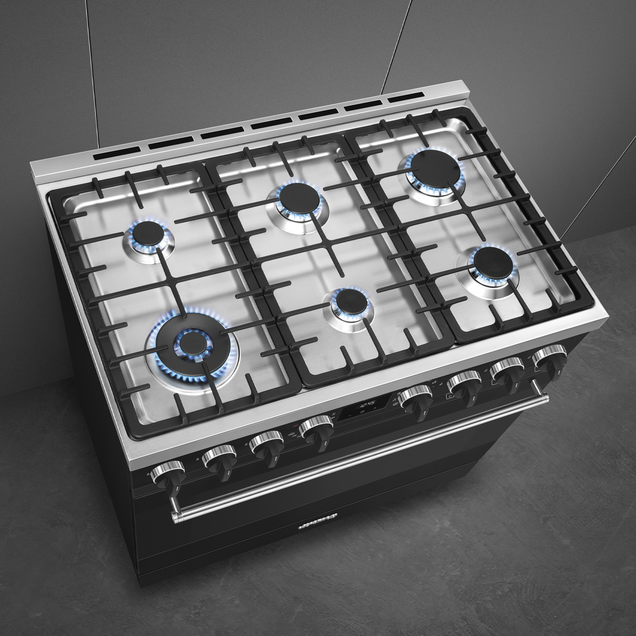 smeg-classici-sinfonia-gasfornuis-b91gmmbnlk2,-90cm-mat-zwart-2