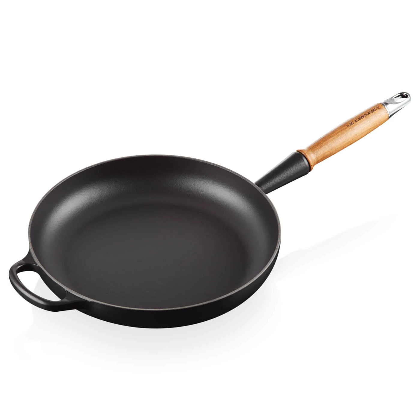 le creuset signature koekenpan met houten steel 26cm mat zwart