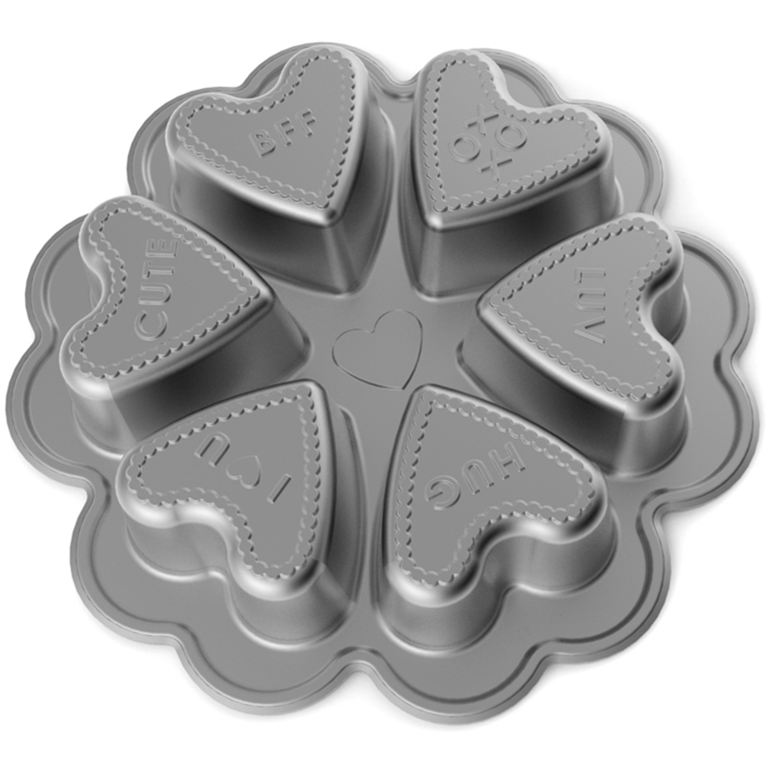 nordic ware conversation heart cakelet bakvorm 6 vaks zilver