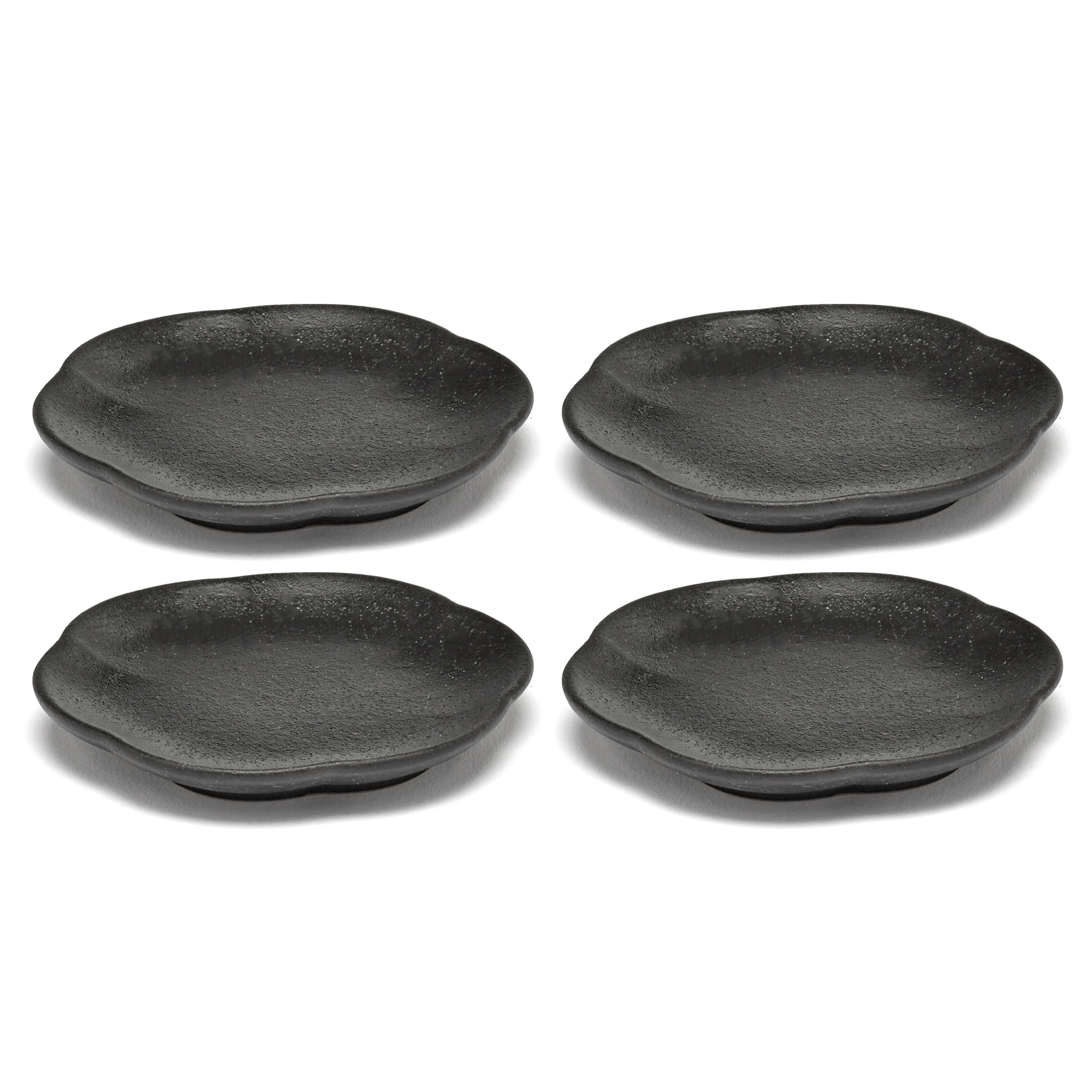 serax inku bord geribbeld b5120237b 9cm zwart 4 stuks