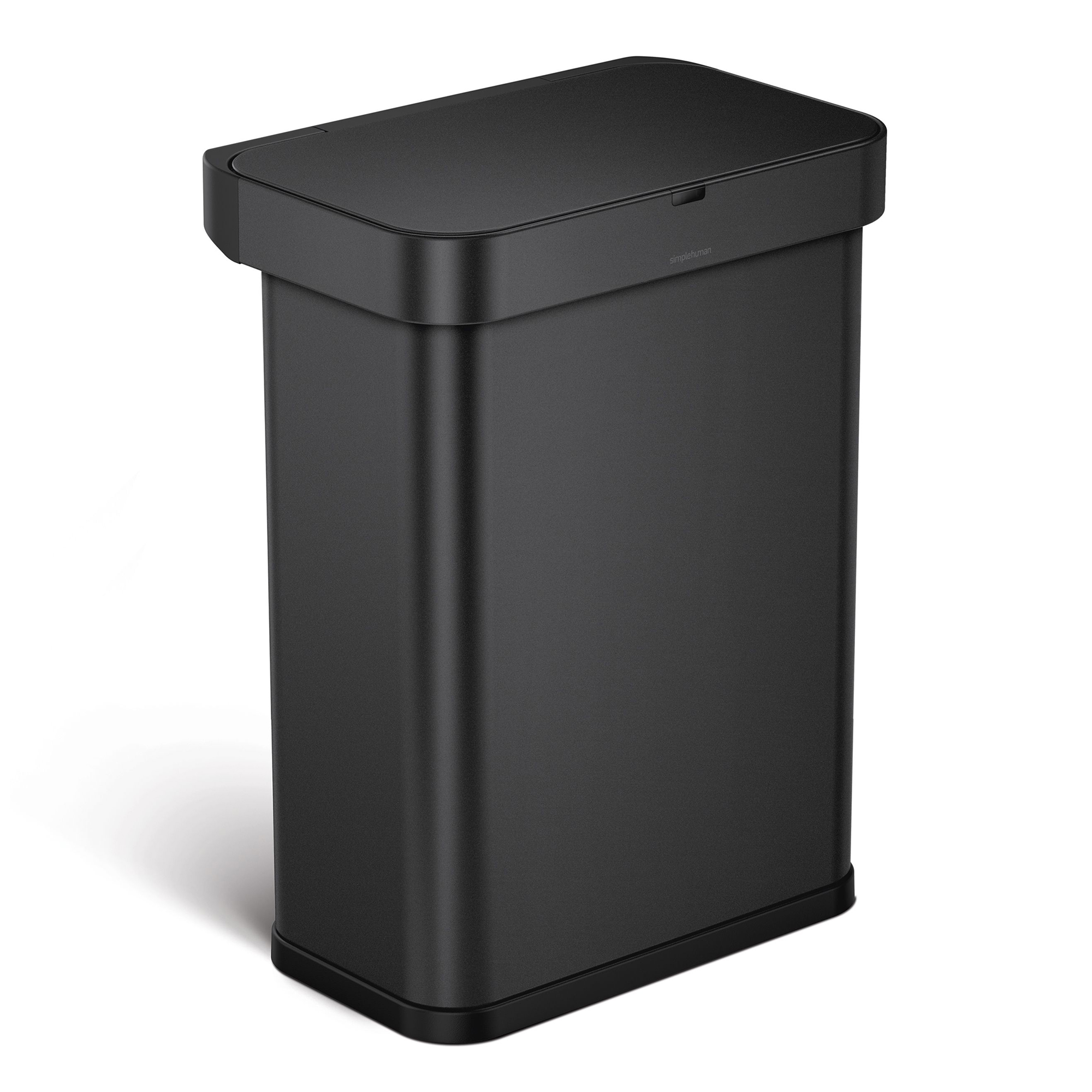 simplehuman rechthoekige afvalemmer met voice motion sensor 58l zwart