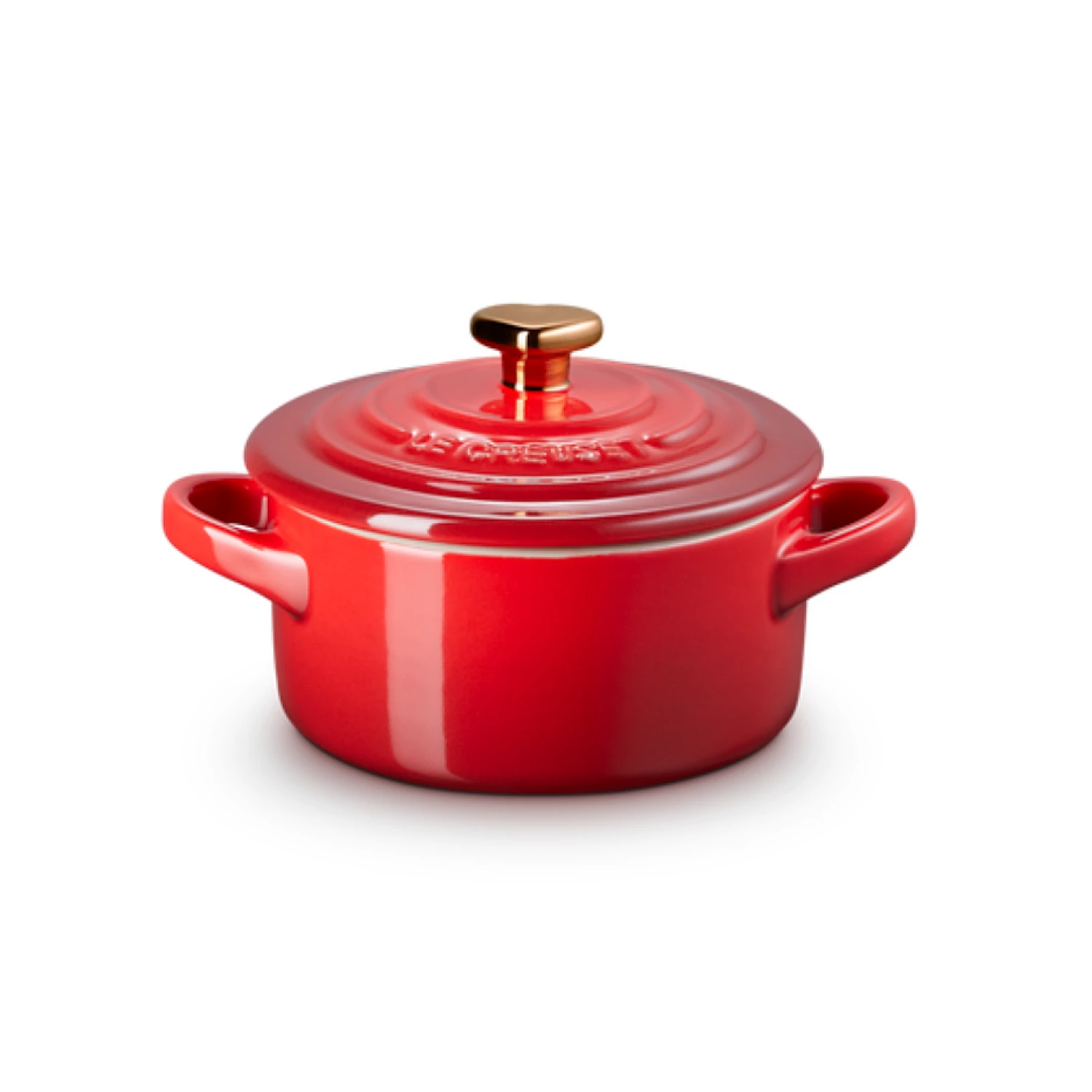 Le Creuset Mini Cocotte met hartvormige dekselknop, 10cm kersenrood