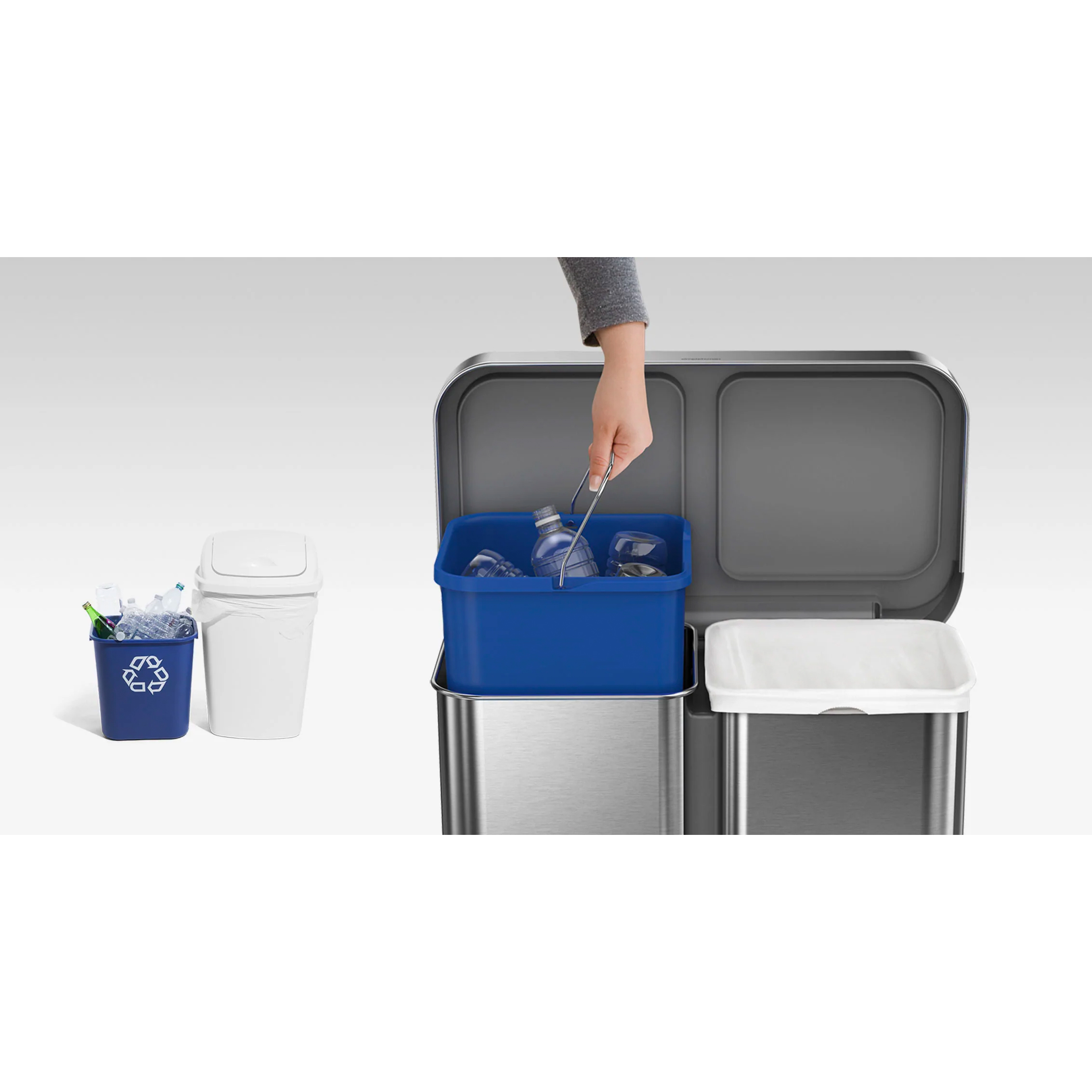simplehuman-rechthoekige-pedaalemmer-met-recyclevak-34l24l-zwart