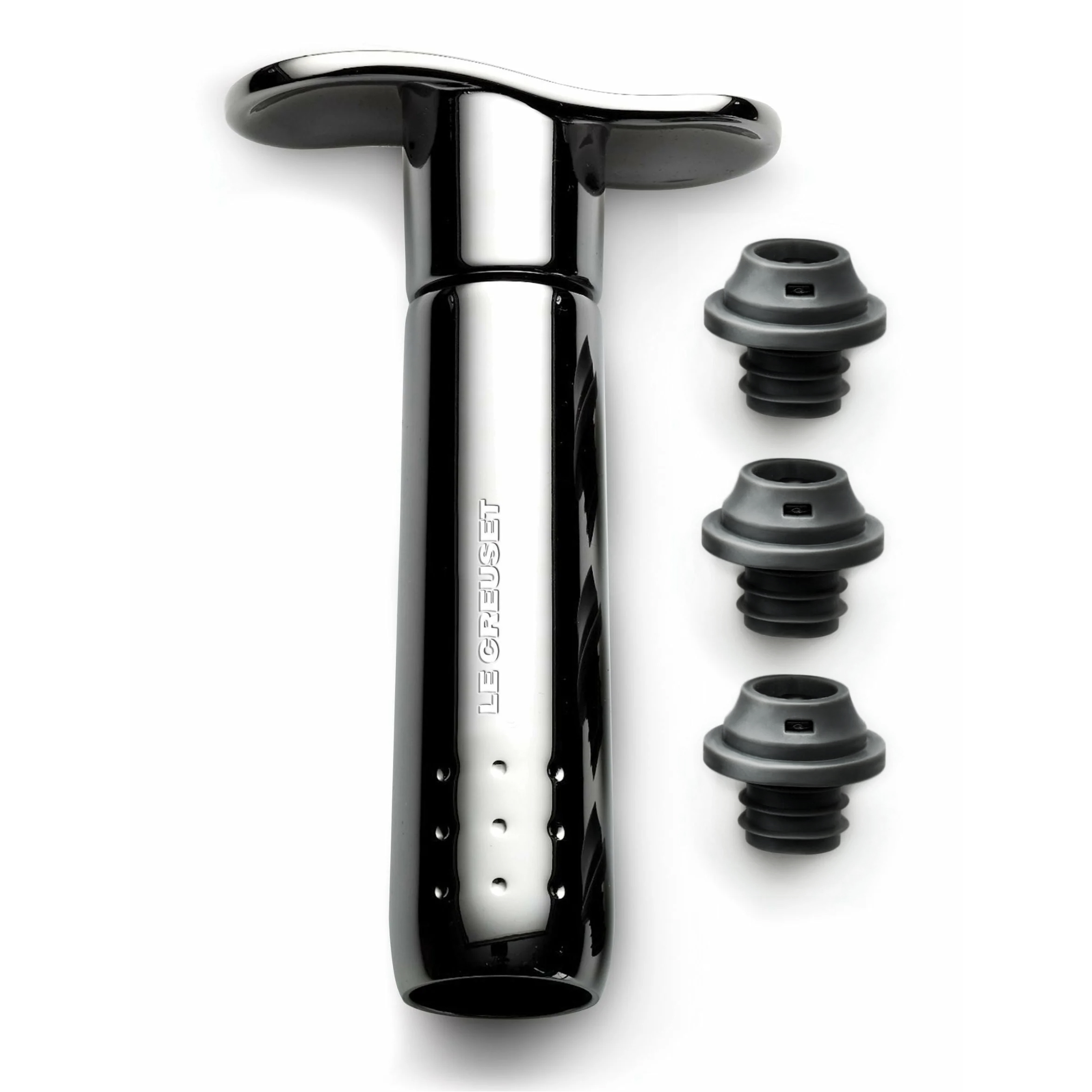 le creuset screwpull wijnpomp met 3 stoppers wa 137 nikkel