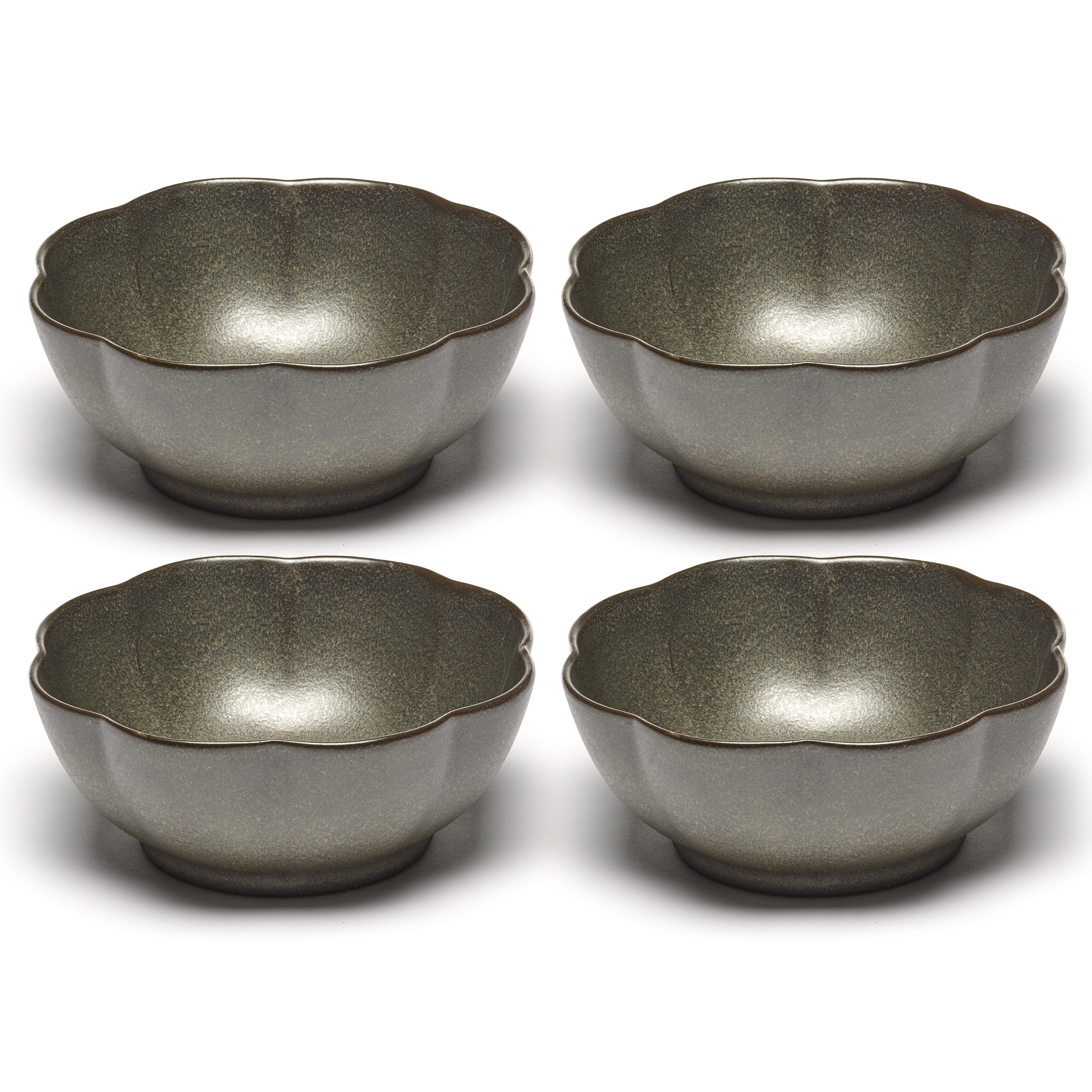 serax inku kom geribbeld b5120242g 15cm groen 4 stuks