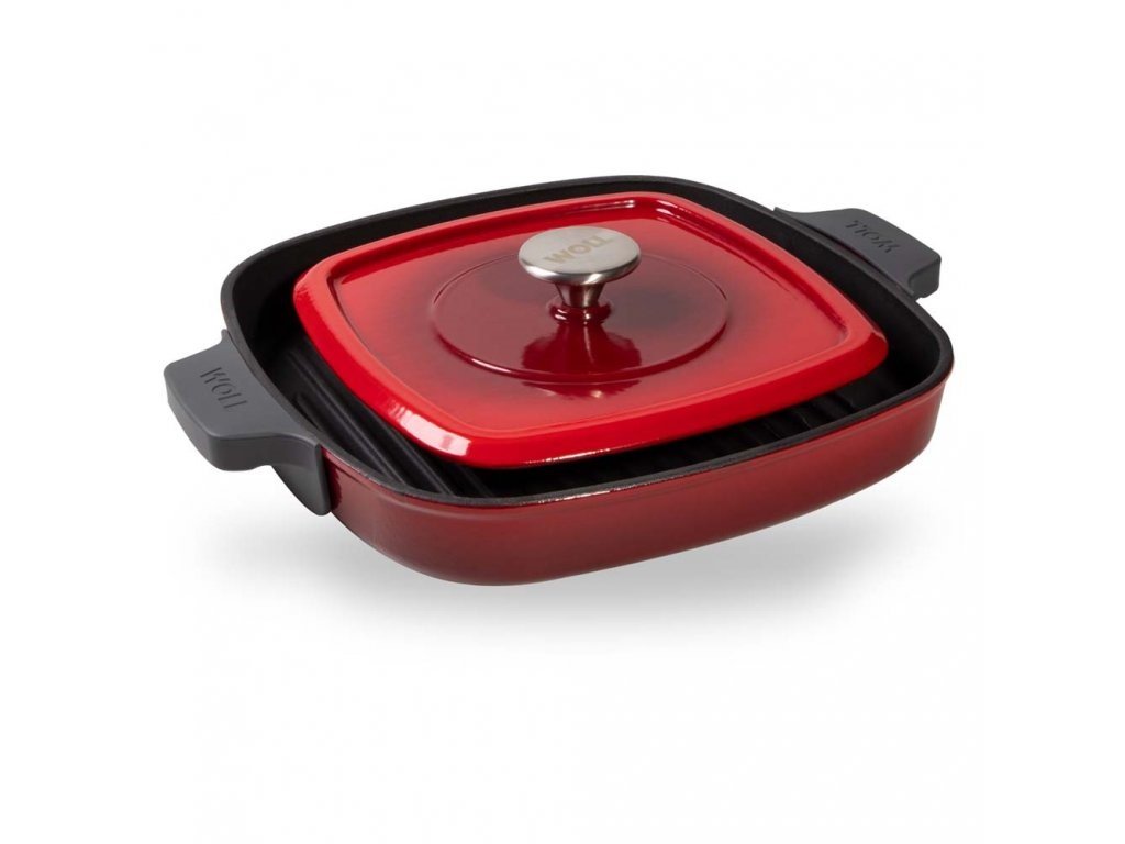 woll-iron-grillpan-met-steakpress-28x28cm-chili-red