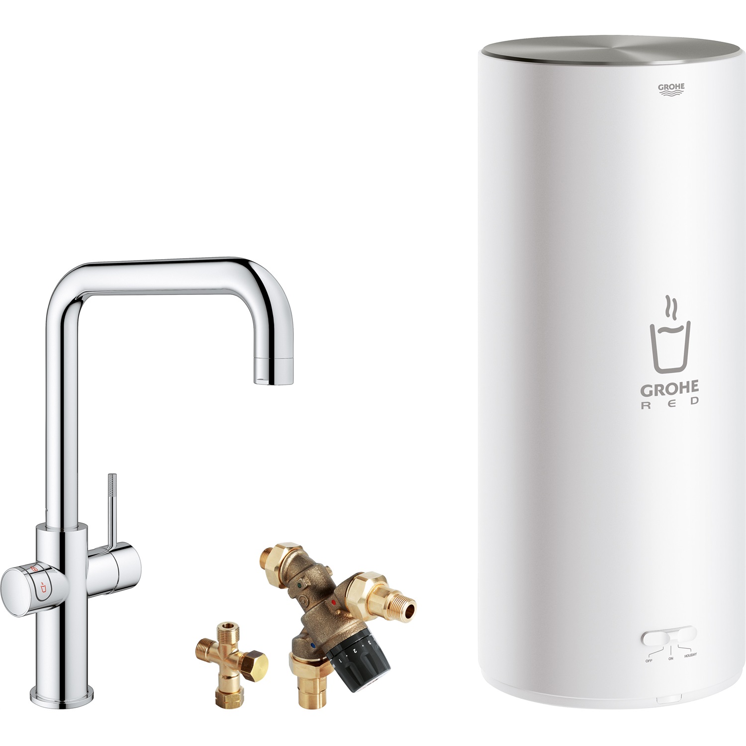 grohe red duo kokendwaterkraan combi boiler met u uitloop en mengventiel 30144001 7l chroom