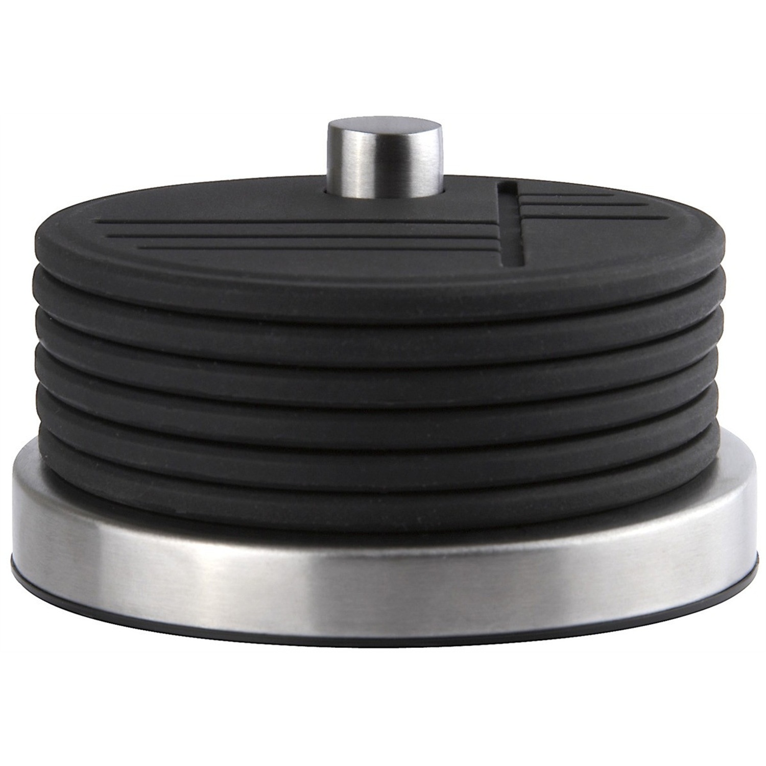 zone onderzetters met rvs houder 6 stuks zwart