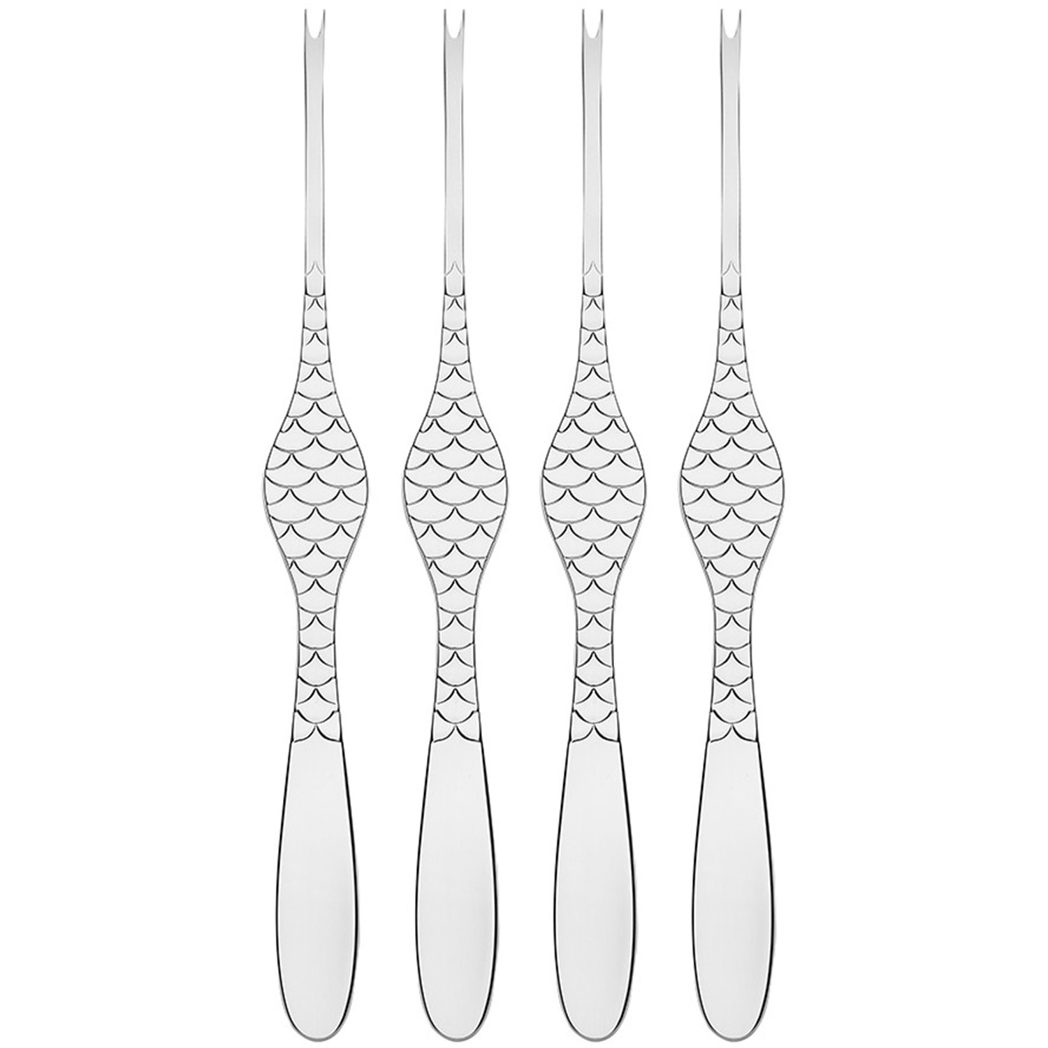 alessi colombina fish kreeftenvorken fm2343s4 4 stuks