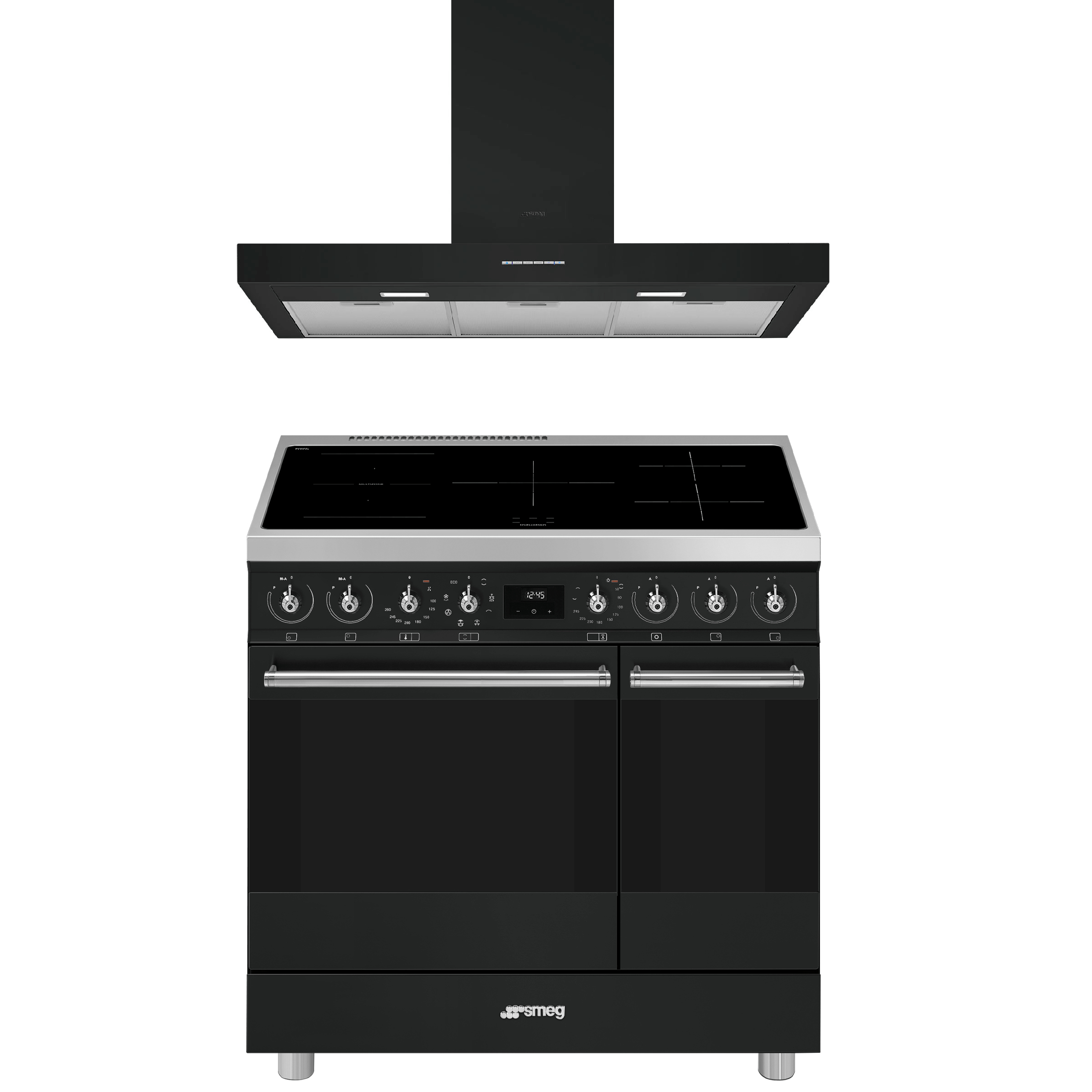 smeg-classici-sinfonia-inductiefornuis-c92immb2-met-kbt900ne-afzuigkap-90cm-mat-zwart