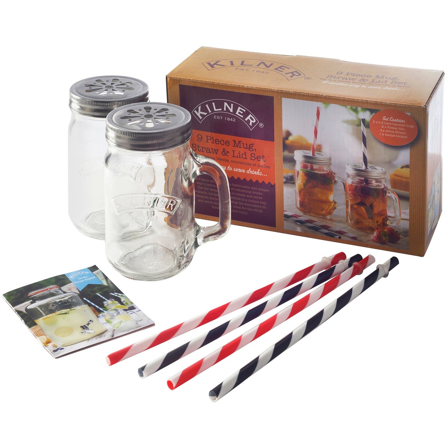 kilner-cadeauset-met-bekers-rietjes-en-deksels-9-delig