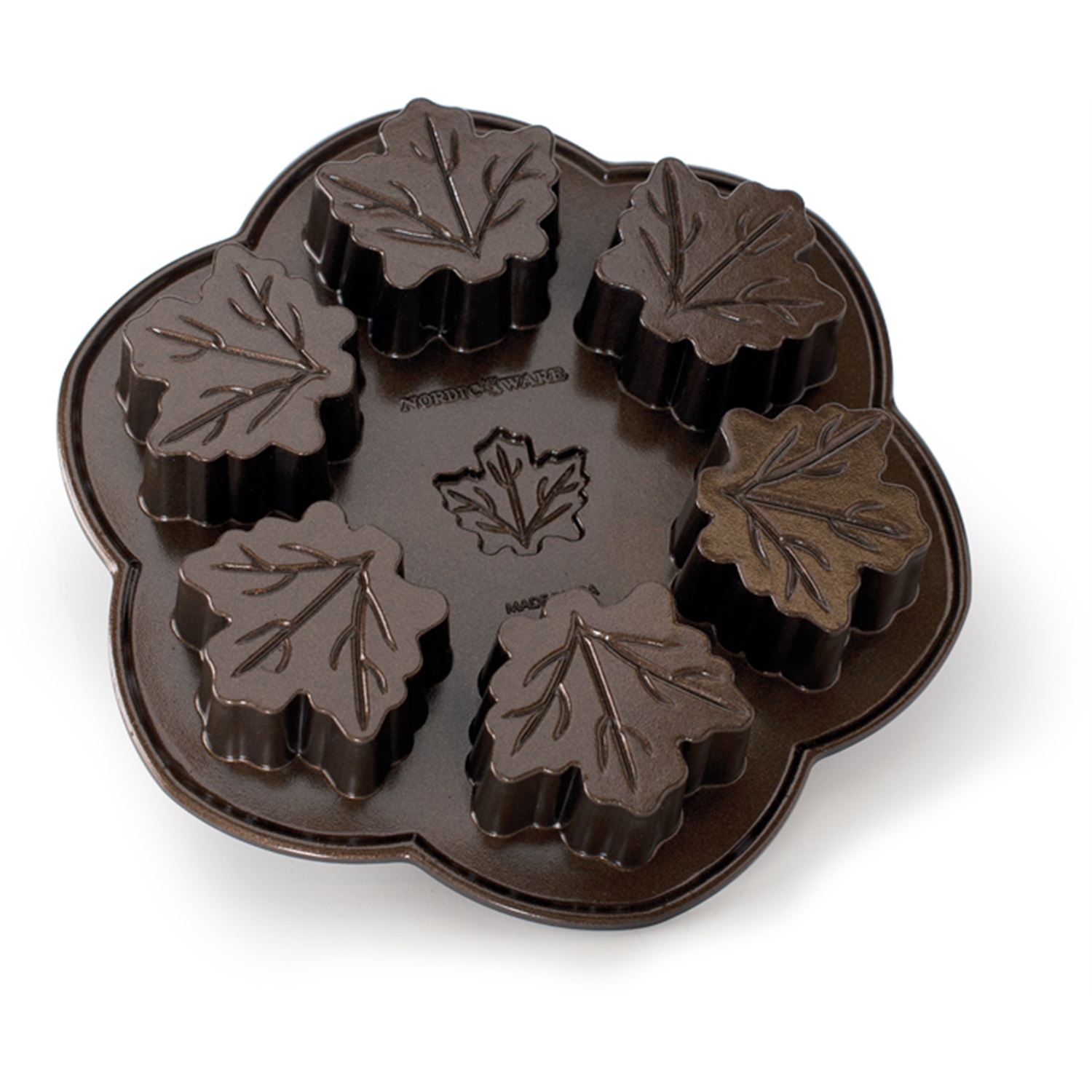nordic ware maple leaf cakelet bakvorm 6 vaks brons