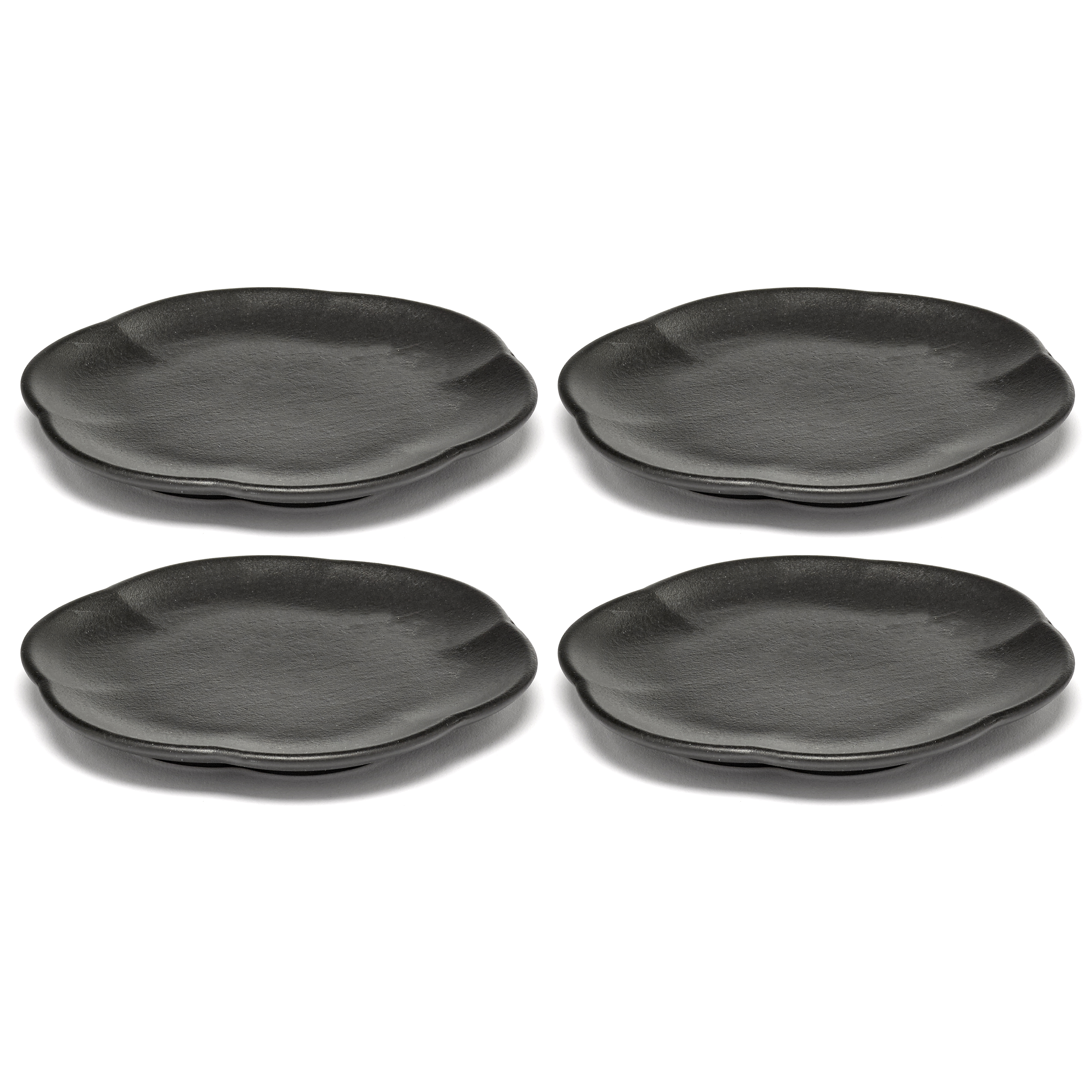 serax inku bord geribbeld b5120238b 14cm zwart 4 stuks