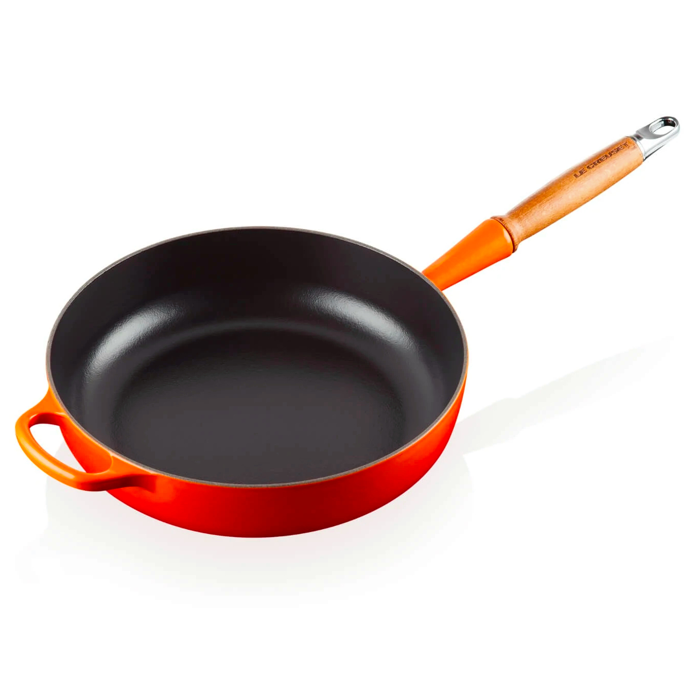 le creuset signature hapjespan met houten steel 28cm oranjerood