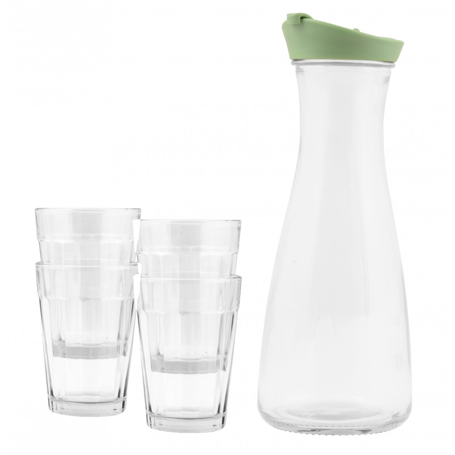 kookpunt karaf met 4 glazen groen