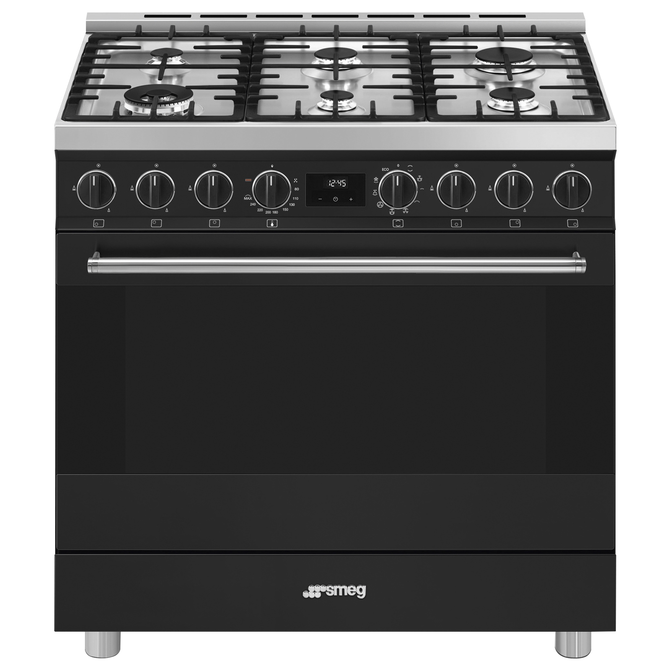 Smeg Classici Sinfonia Gasfornuis B91GMMBNLK2, 90cm mat zwart