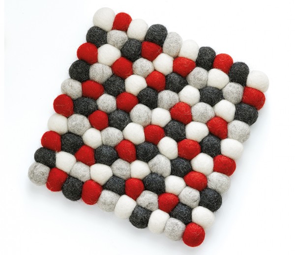 cilio lana vilten onderzetter vierkant 21cm rood