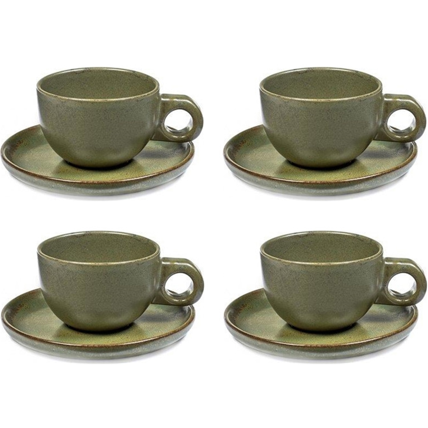 serax surface koffiekoppen met schotels b5116222a 013l camogreen 4 stuks