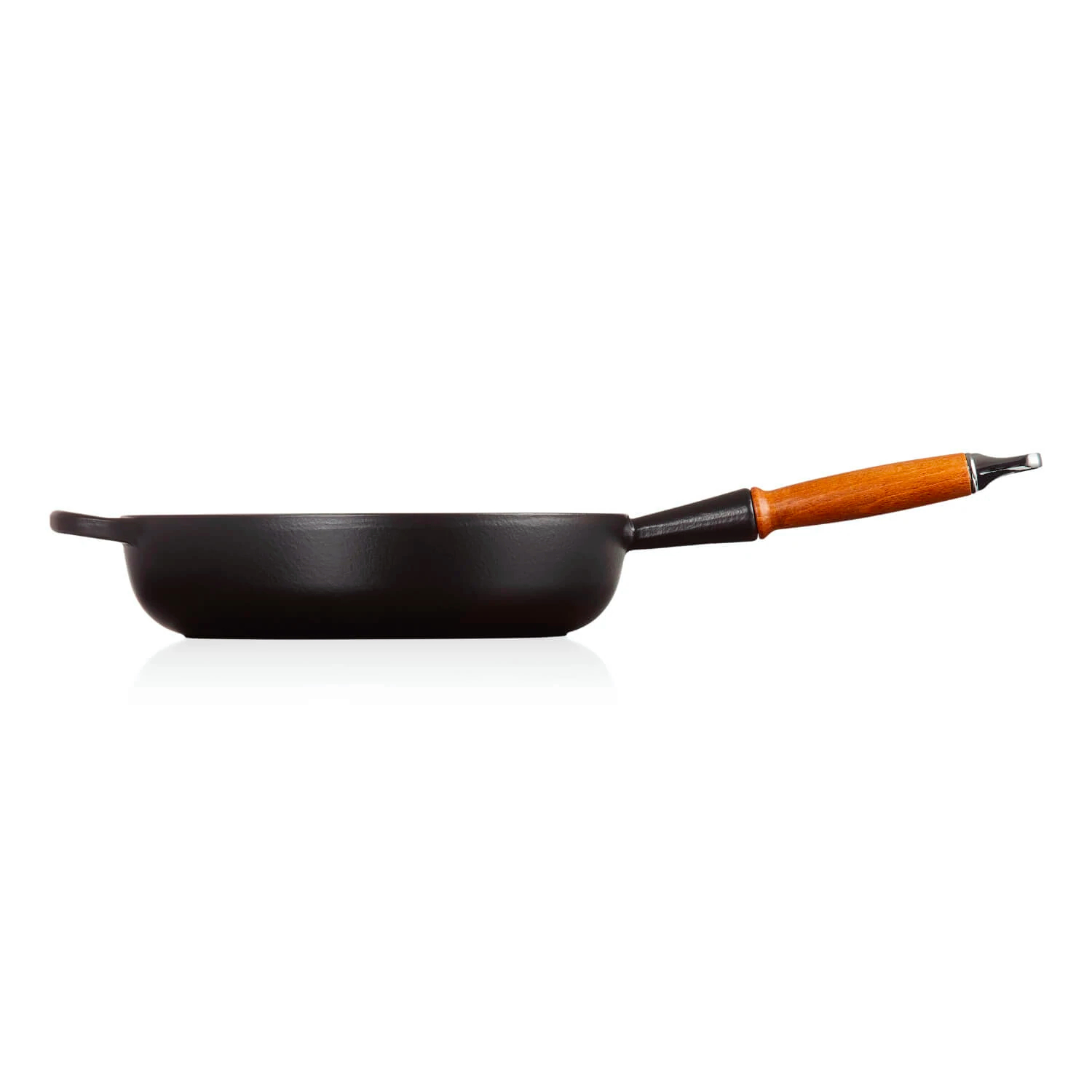 le-creuset-signature-hapjespan-met-houten-steel-28cm-mat-zwart
