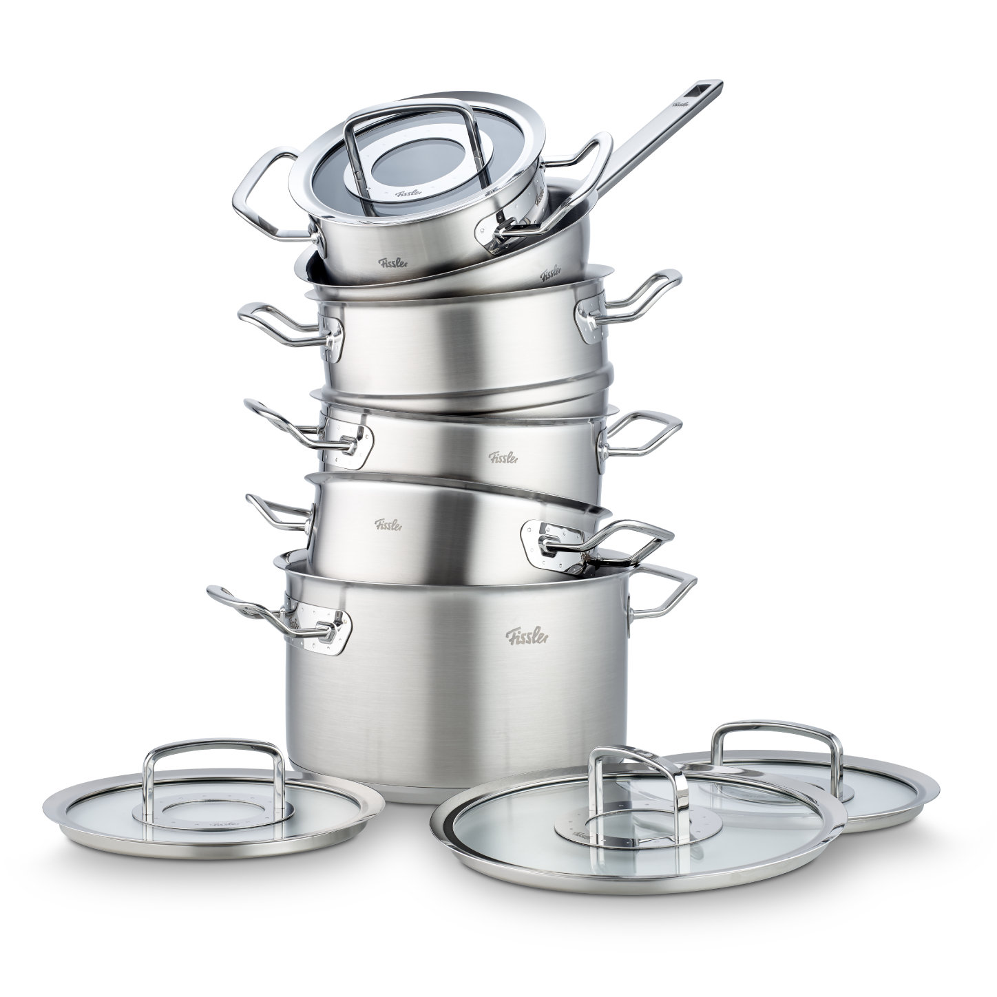 fissler-original-profi-collection-pannenset-met-steelpan-stoominzet-en-glasdeksels-6-delig