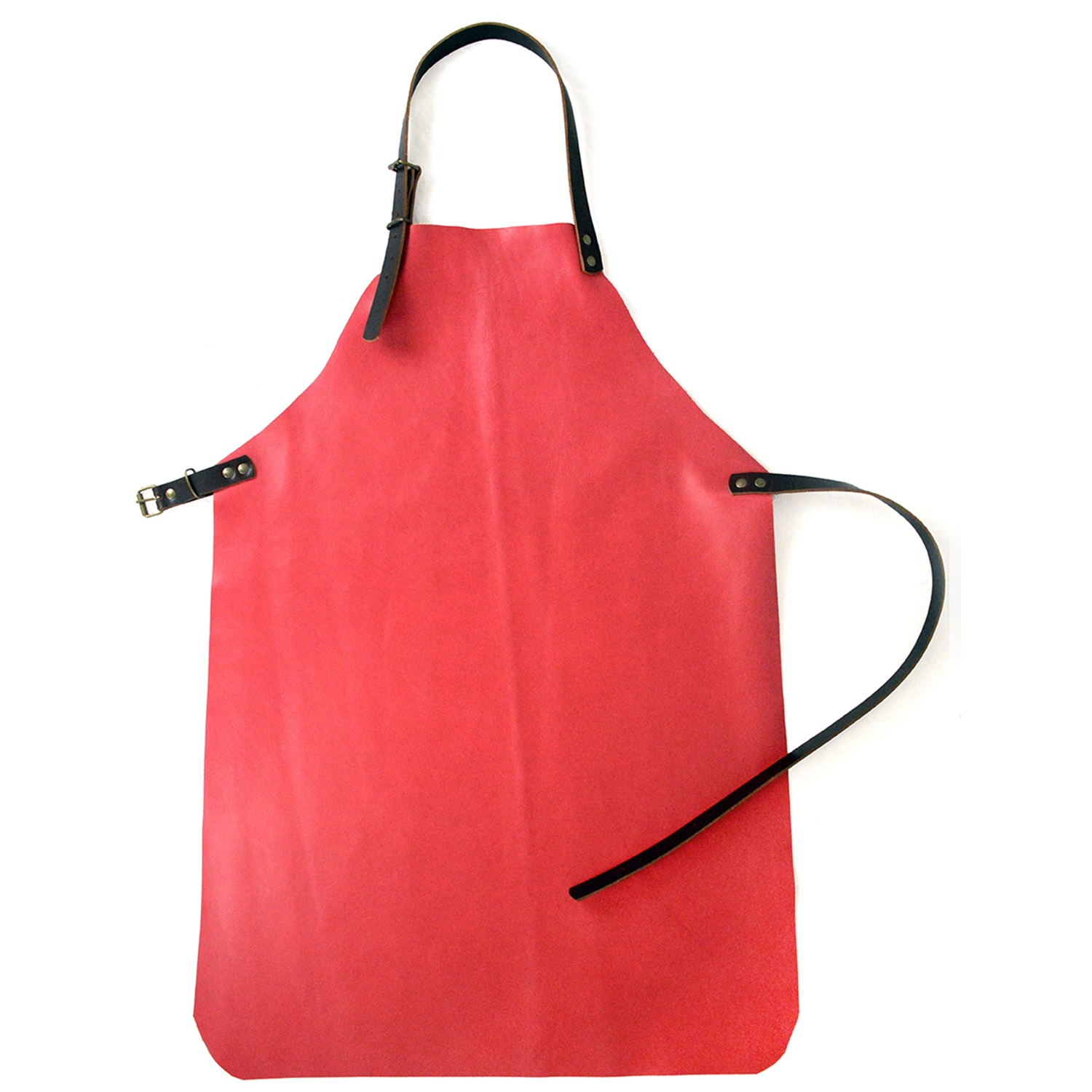 kookpunt leren schort rozerood