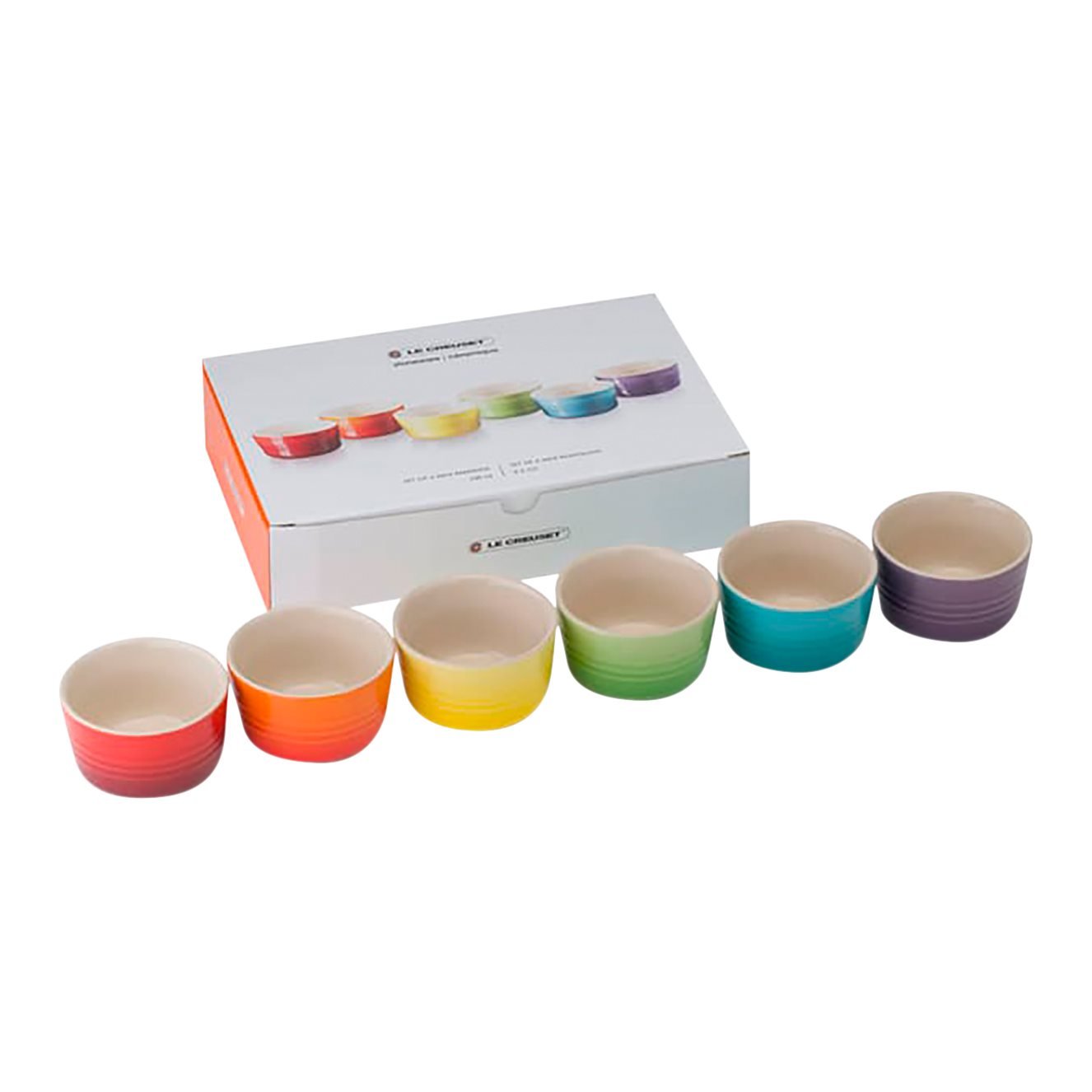 le creuset stoneware ramekinset 6 delig rainbow