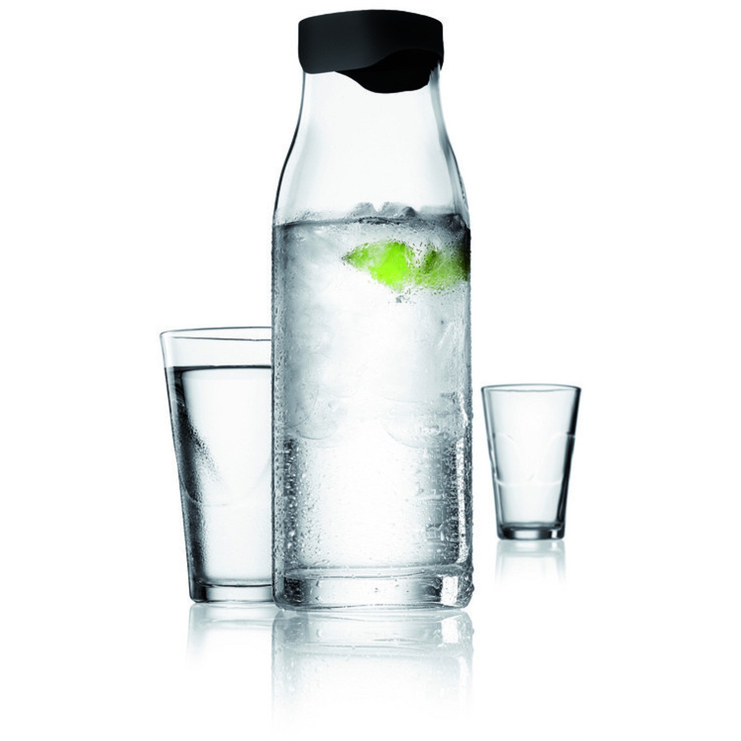 menu-water-karaf-siliconen-dop-en-filter-met-2-glazen-1-liter-zwart