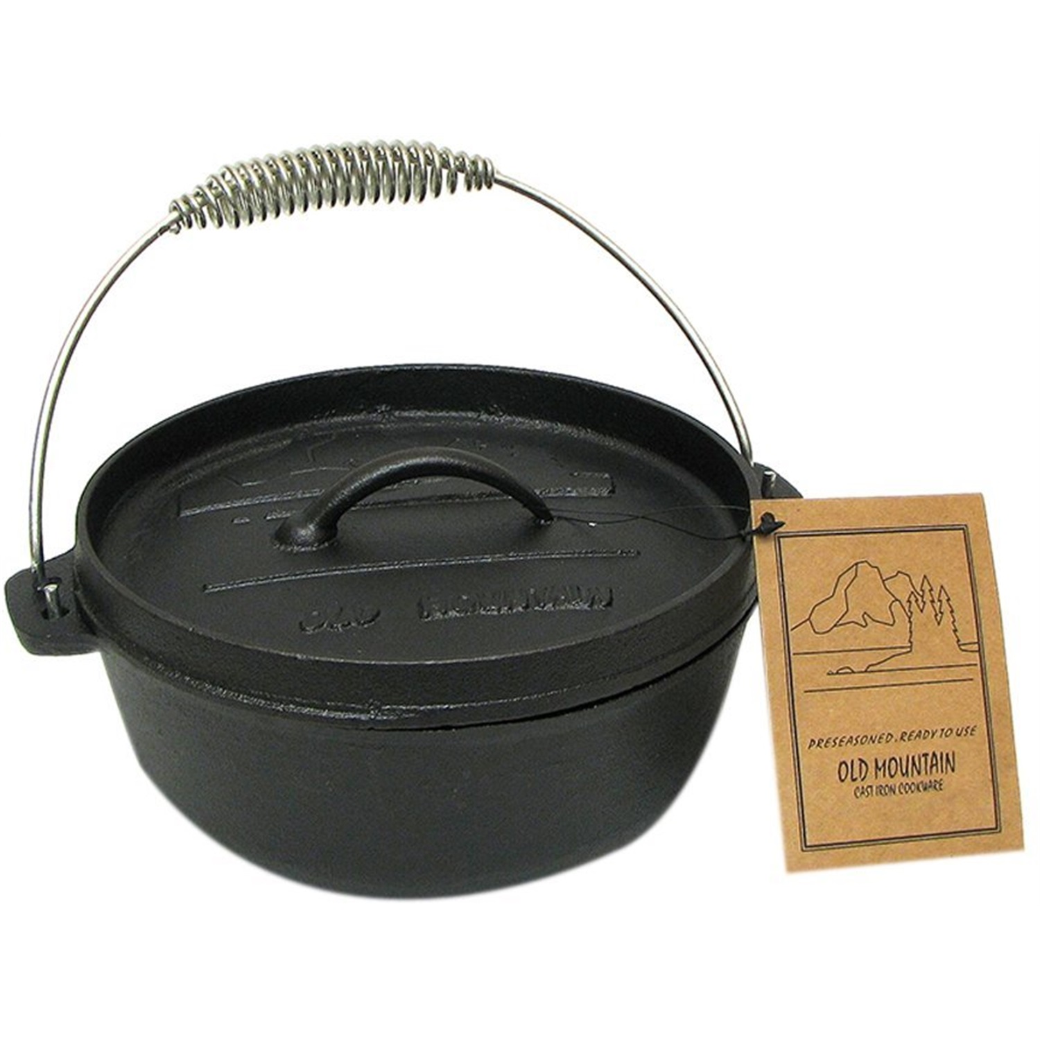 old mountain preseasoned dutch oven met holle deksel 19l
