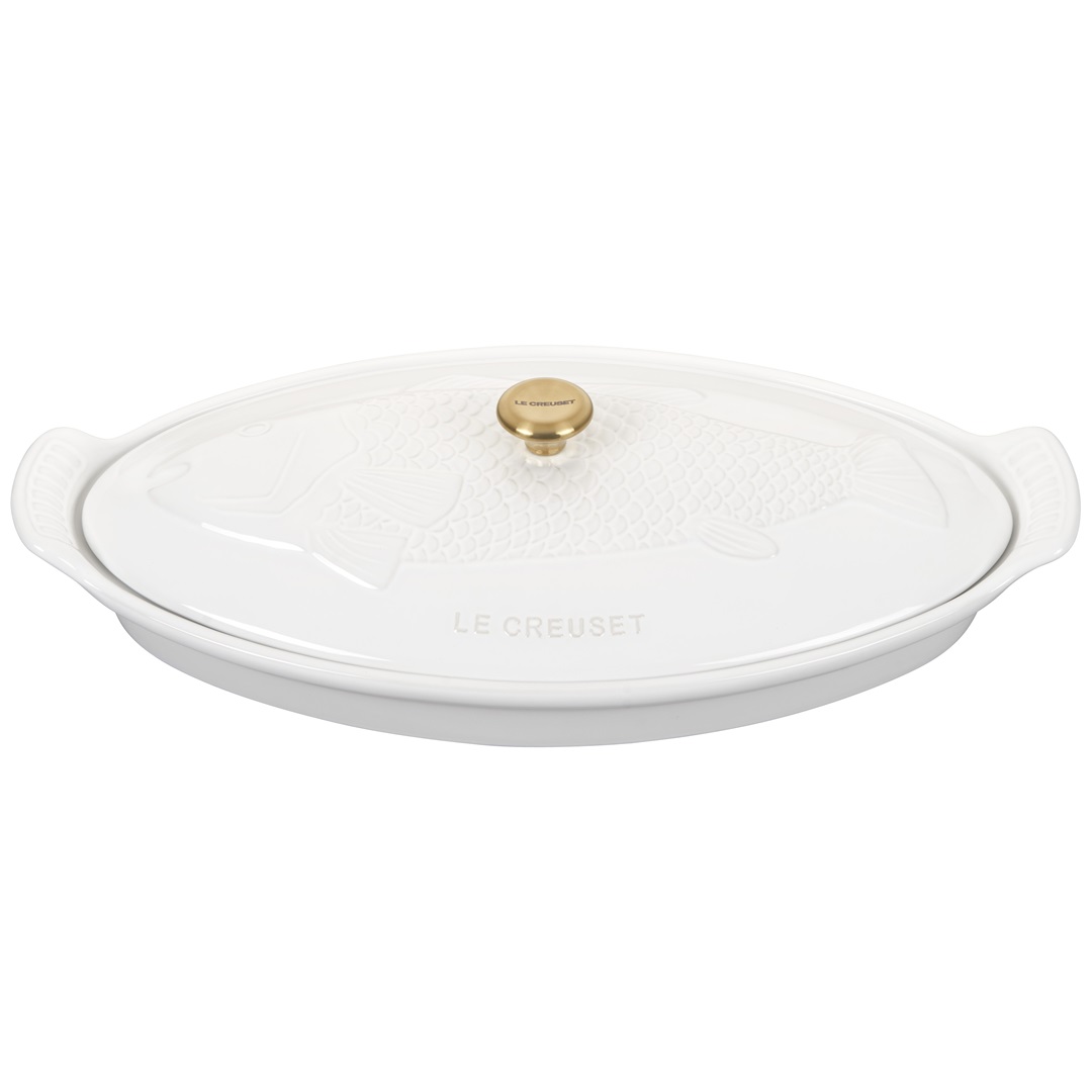 Kookpunt Le Creuset Heritage Ovenschaal met Deksel Vis, 1,6L wit 3