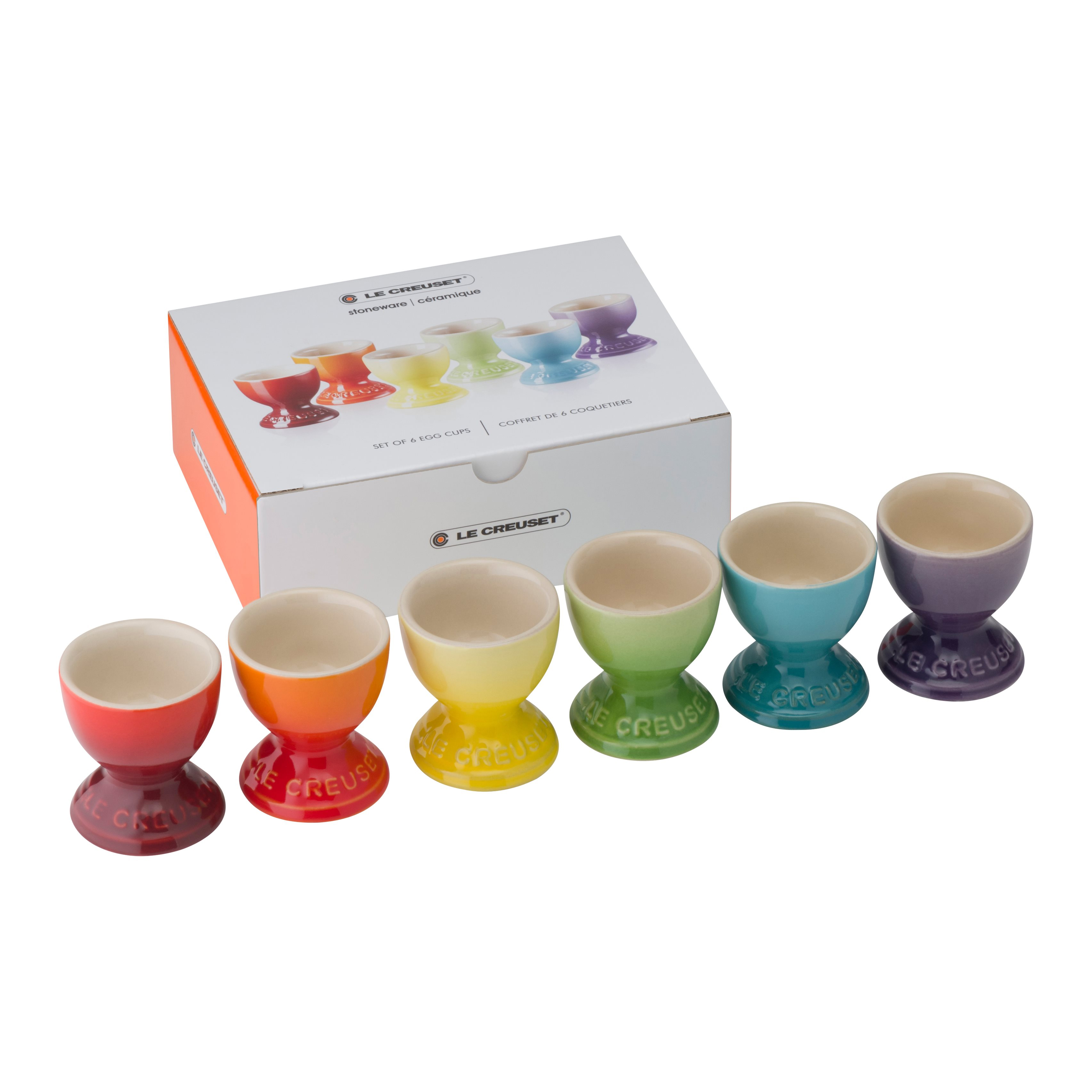 le creuset stoneware eierdoppenset 6 delig rainbow