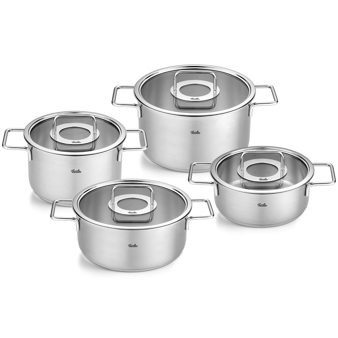 Fissler Pure Collection Pannenset met Glasdeksels, 4 delig